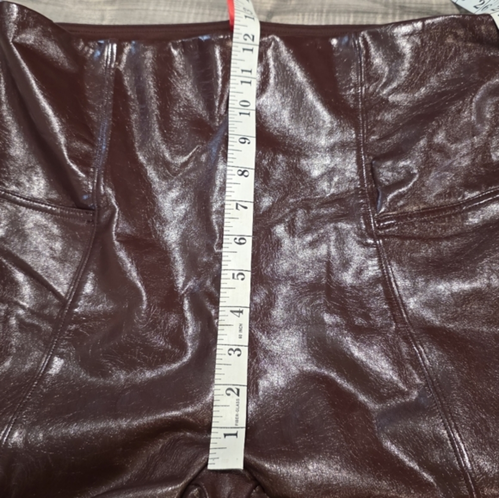 SPANX Vegan Patent Leather Leggings Pants in Ruby Burgundy Red Size 1X NEW‎ - Picture 14 of 14